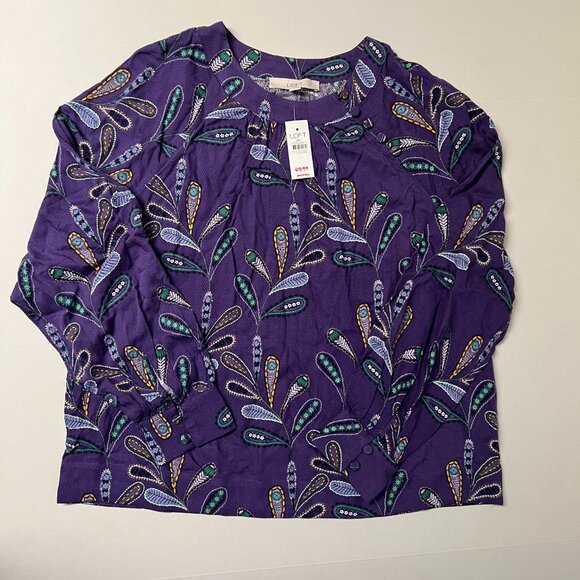 Loft Paisley Button Raglan Blouse - Picture 3 of 8